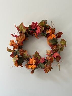 Faux Autumn Leaves Wreath 22"